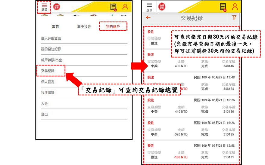 台灣運彩行動版網站 個人帳戶管理5