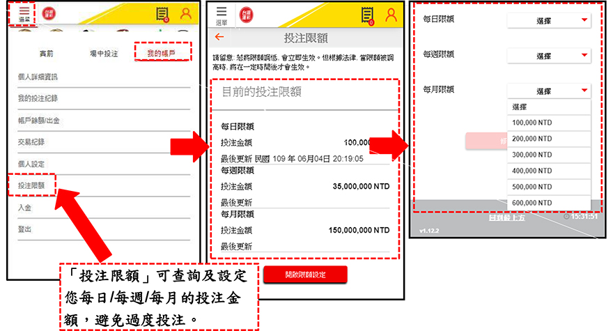 台灣運彩行動版網站 個人帳戶管理7