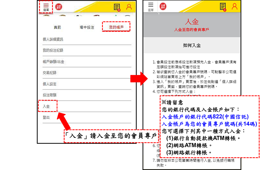 台灣運彩行動版網站 個人帳戶管理8