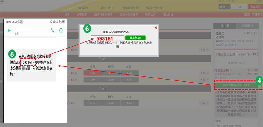 新手會員如何線上投注-填入驗證碼