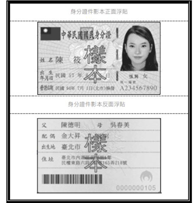台灣運彩會員申請書-黏貼身分證正反面影本
